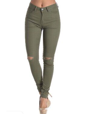 Obsessed Boutique High-Waisted Skinny Stretch Olive Green Jeans Size 5 /26W
